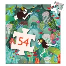 Djeco Gyöngyhalász lányka 54 darabos formadobozos puzzle kagyló alakú dobozban