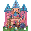 A Djeco Tündérek kastélya puzzle kastély formájú díszdoboza szemből nézve