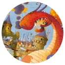 Djeco Vaillant és a sárkány 54 darabos formadobozos puzzle sárkány alakú doboza