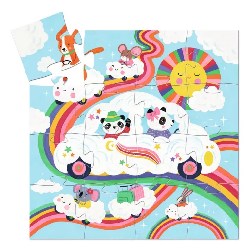 Djeco Formadobozos puzzle - Felhőjáró, 16 db-os - Cloud car