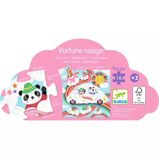 Djeco Formadobozos puzzle - Felhőjáró, 16 db-os - Cloud car