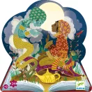 Az Aladdin témájú 24 darabos Djeco puzzle dobozának előlapja a mesebeli szereplőkkel és a csodalámpával