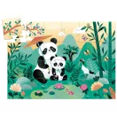 A Djeco Pici Panda Cuki 24 darabos kirakott puzzle képe bambuszerdővel és pandákkal