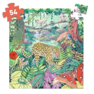 Djeco Indiai dzsungel formadobozos puzzle fa alakú díszdobozban párduccal és pávával