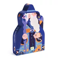 Djeco Varázsló varázspálcával 36 darabos formadobozos puzzle kék színű varázsló alakú doboza