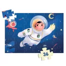 A kirakott Djeco Urhajos a holdon 36 darabos puzzle kepe az urhajossal es a cicaval