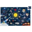 A teljes egészében kirakott 200 darabos Djeco világűr puzzle az űrhajósokkal és a Mars-járóval