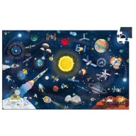 Djeco Megfigyeltető puzzle - A világűr 200 darabos doboza az ismeretterjesztő füzettel