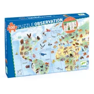Djeco Föld állatai megfigyelő puzzle 100 darabos doboza kék színben