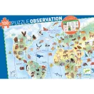 Djeco Föld állatai 100 darabos megfigyelő puzzle dobozának részletgazdag mintája