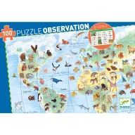 Djeco Föld állatai megfigyelő puzzle 100 darabos doboza kék színben