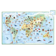 Djeco Föld állatai megfigyelő puzzle 100 darabos doboza kék színben