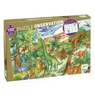 Djeco 100 darabos dinoszauruszos megfigyelő puzzle doboza füzettel
