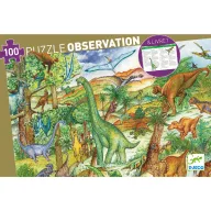 Djeco 100 darabos dinoszauruszos megfigyelő puzzle doboza füzettel