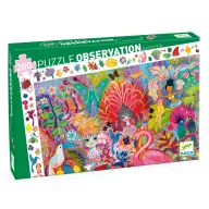 Djeco Riói karnevál 200 darabos megfigyelő puzzle zöld doboza színes illusztrációval