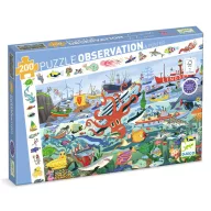 Djeco Tenger titkai 200 darabos megfigyelő puzzle kék doboza és a tengeri mintás kirakó