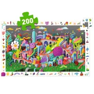 Kék színű Djeco Crazy Town 200 darabos megfigyelő puzzle doboza színes karakterekkel