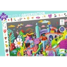 Djeco Őrült város 200 darabos megfigyelő puzzle doboza és illusztrációja