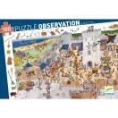 Középkori lovagos várudvar részletgazdag illusztrációja a Djeco megfigyelő puzzle-ről