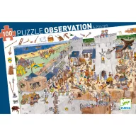 Djeco Bevehetetlen vár 100 darabos megfigyelő puzzle doboza színes rajzzal
