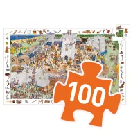 Djeco Bevehetetlen vár 100 darabos megfigyelő puzzle doboza színes rajzzal