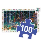 Djeco Elvarázsolt erdő 100 darabos megfigyelő puzzle rózsaszín doboza erdei állatokkal és tündérekkel