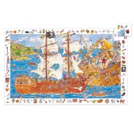 Djeco Kalózok 100 darabos megfigyelő puzzle lila doboza kalózhajós mintával