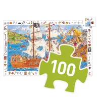 Djeco Kalózok 100 darabos megfigyelő puzzle lila doboza kalózhajós mintával