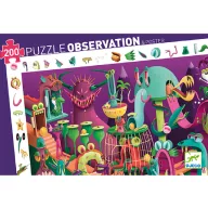 Djeco Videójátékban 200 darabos megfigyelő puzzle lila doboza színes szörnyekkel