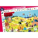 A Djeco Tales megfigyelő puzzle részletgazdag mesebeli illusztrációja a dobozon