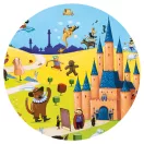 Djeco Mesék megfigyelő puzzle 54 darabos díszdobozban kastéllyal és tökhintóval