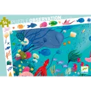 Színpompás tengeri élőlények és növények a Djeco Aquatic puzzle illusztrációján