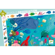 Djeco Aquatic 54 darabos tengeri megfigyelő puzzle doboza kék bálnával és polippal
