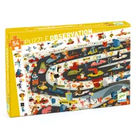 Djeco Állati autóverseny 54 darabos megfigyelő puzzle sárga doboza