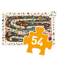 Djeco Állati autóverseny 54 darabos megfigyelő puzzle sárga doboza