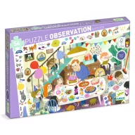 Djeco Szülinapi parti 54 darabos megfigyelő puzzle doboza színes illusztrációval