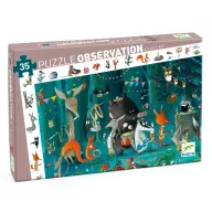 Djeco Zenekar 35 darabos megfigyelő puzzle doboza színes erdei állatokkal