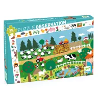 Djeco A farm 35 darabos megfigyelő puzzle türkizkék doboza