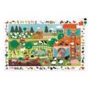 A teljes kirakott Djeco farm puzzle a fehér böngésző szegéllyel és a poszterrel