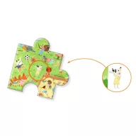 Djeco Kisbarátok a kertben 35 darabos megfigyelő puzzle kék doboza vidám állatfigurákkal