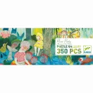 Elodie Nouhen által illusztrált Djeco River Party 350 darabos panoráma puzzle dobozának előlapja
