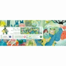 A Djeco Folyóparti piknik 350 darabos puzzle hátoldala a 97x33 cm-es mérettel és a mellékelt poszter képével