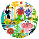 Djeco Dzsungel 100 darabos művész panoráma puzzle illusztrált doboza
