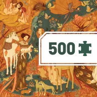 Djeco Egyszarvú és a hölgy 500 darabos panoráma művész puzzle hosszúkás díszdoboza