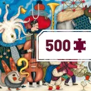 Djeco Fantasztikus zenekar 500 darabos panoráma művész puzzle doboza