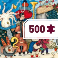 Djeco Fantasztikus zenekar 500 darabos panoráma művész puzzle illusztrált doboza