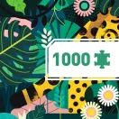 Djeco Leopárd 1000 darabos puzzle közeli részlete színes növényekkel és virágokkal