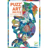 Djeco Tengericsikó művészeti puzzle 350 darabos doboza színes tengeri motívumokkal