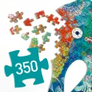 Djeco Tengericsikó művészeti puzzle 350 darabos doboza színes tengeri motívumokkal
