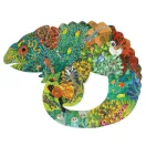 A kirakott Djeco Kaméleon puzzle színes esőerdei állatokkal és kanyargó formával